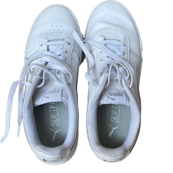 Puma Platform Sneakers Womans Size 9 Carina White Leather Athletic Shoes - Picture 7 of 9